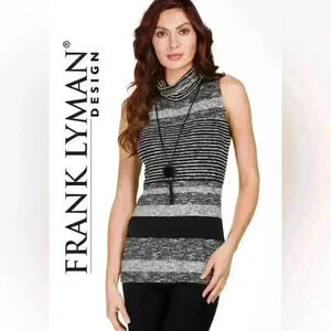 Frank Lyman Design Heathered Sleeveless Turtleneck (Does not include necklace)